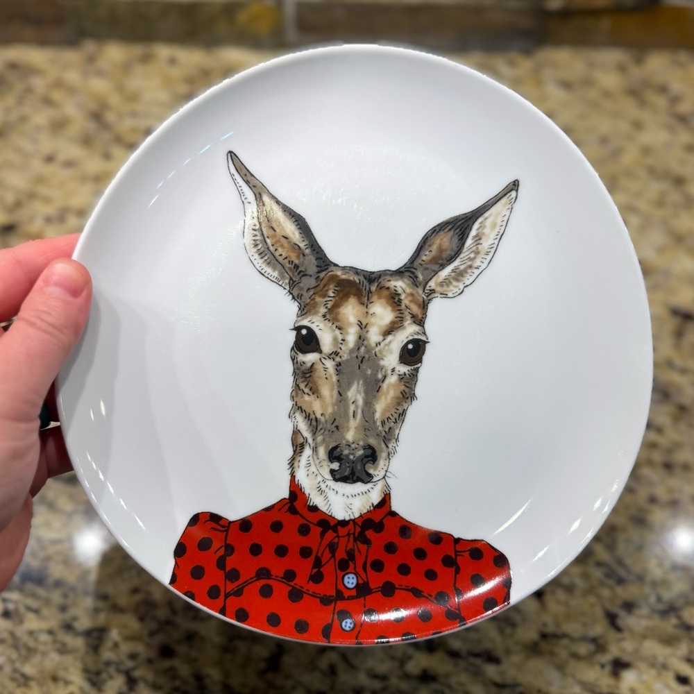 Rachel kozlowski west elm dapper animal dinner plate original dainty deer